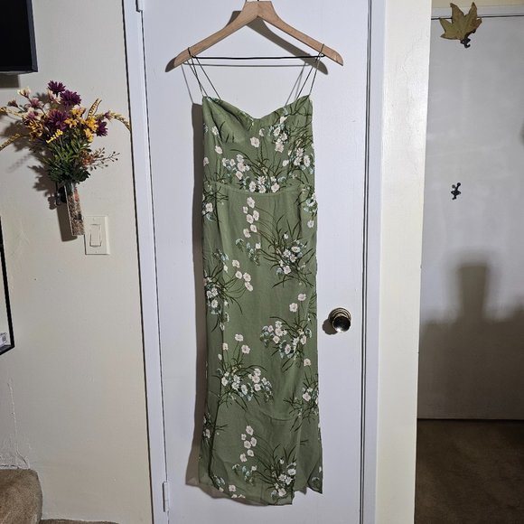 Reformation Green Floral Midi Dress - Picture 6 of 14